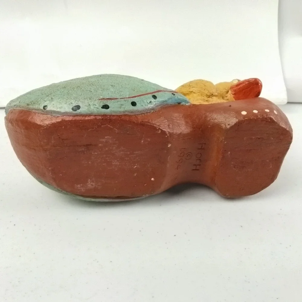 Vintage 1990s Rare House Of Hatten Resin Duck On Clog Spring Decor Folk Art